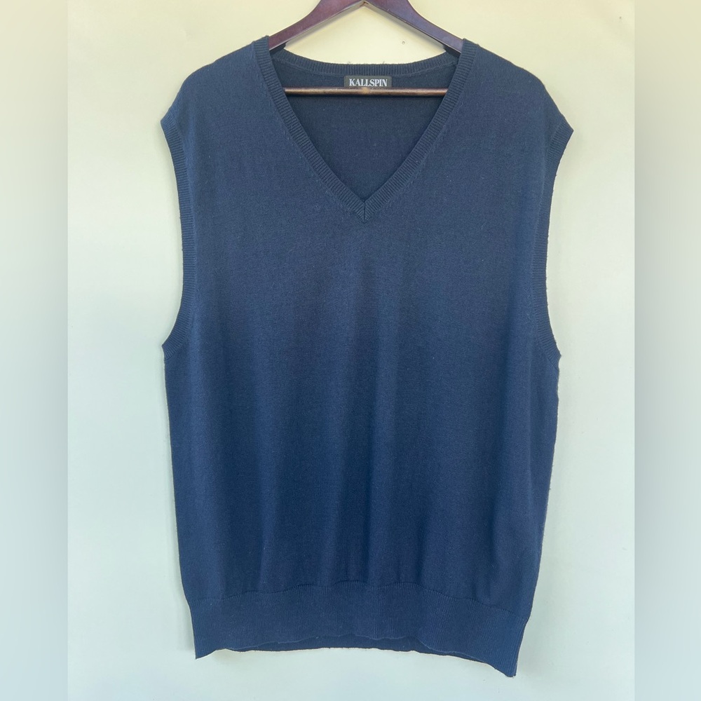 Kallspin Men’s Navy Blue Vest‎ Wool Cashmere Blend Size XXL